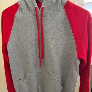 Jerzees Red and Gray Men's Hoodie